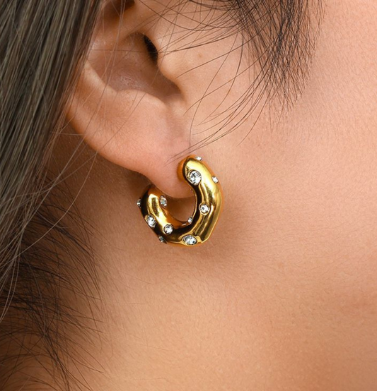 Bella Metallic Hoops - Ahlis Luxe