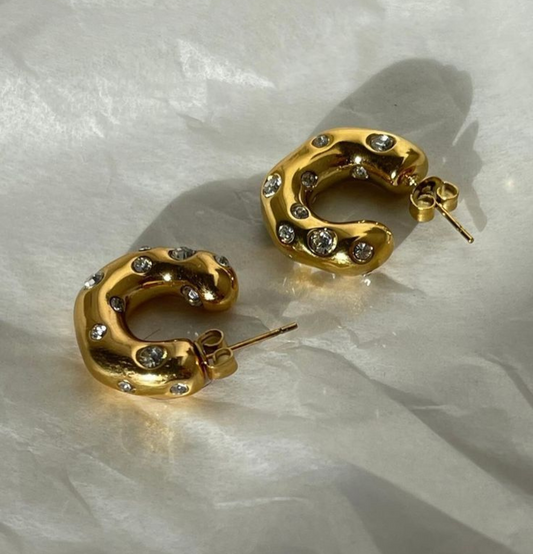 Bella Metallic Hoops - Ahlis Luxe